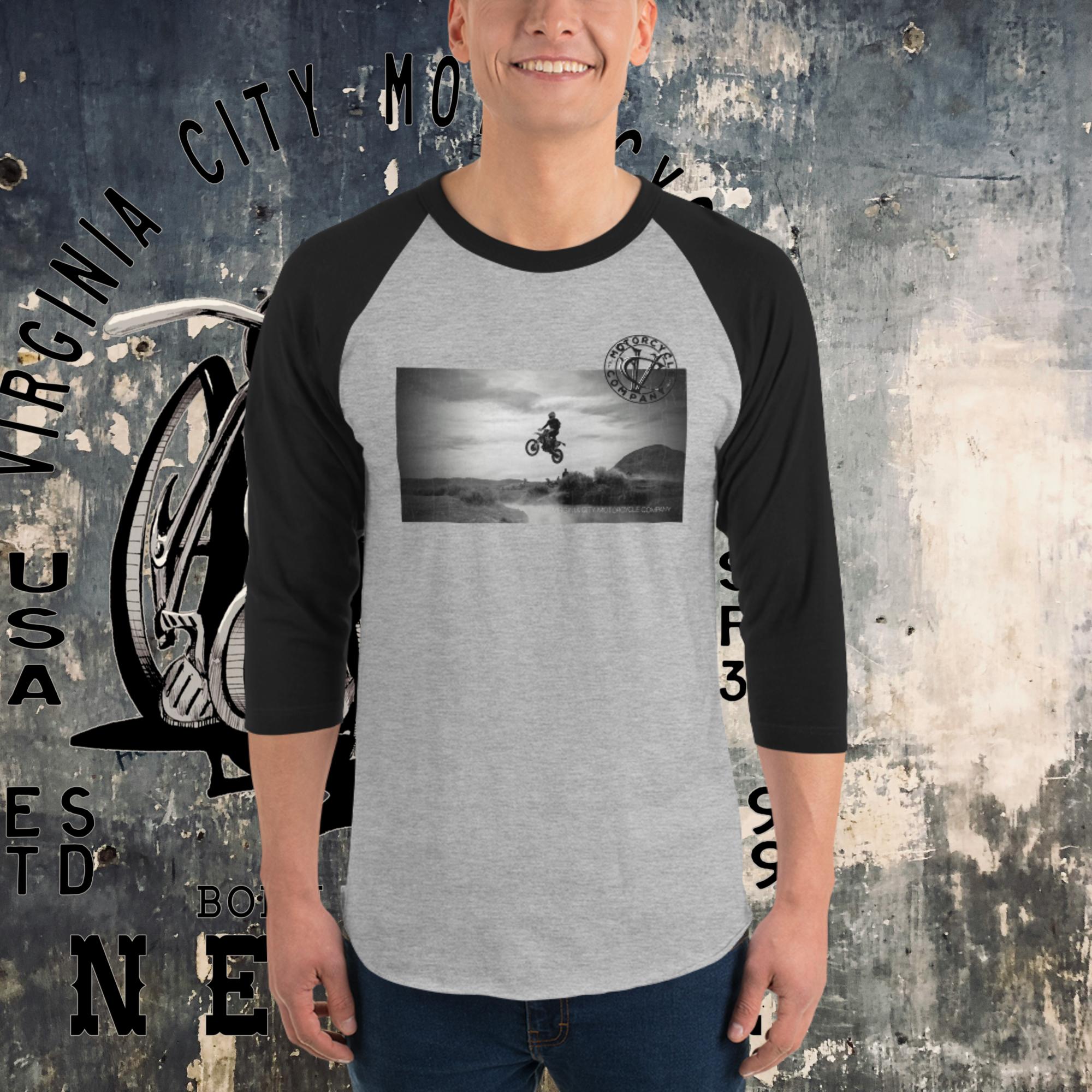 Dirt Bike Catching Air 3/4 sleeve raglan tee - Aaria Tees Aaria Tees