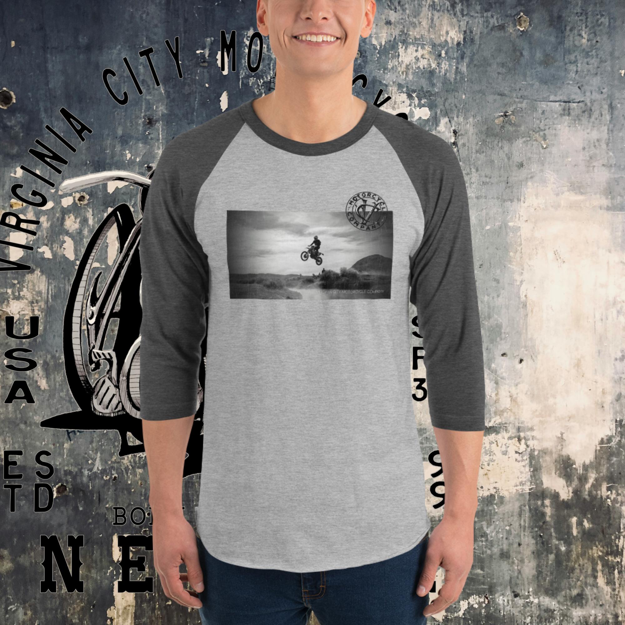 Dirt Bike Catching Air 3/4 sleeve raglan tee - Aaria Tees Aaria Tees