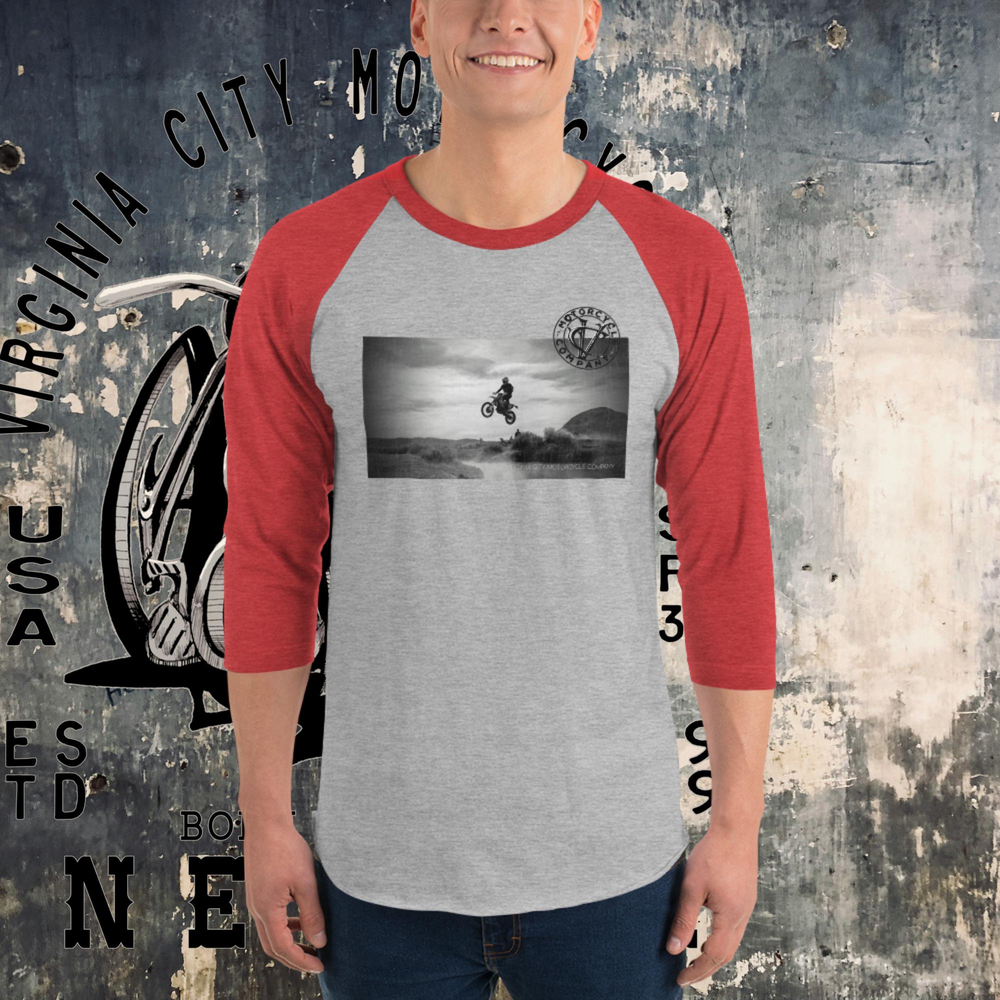 Dirt Bike Catching Air 3/4 sleeve raglan tee - Aaria Tees Aaria Tees