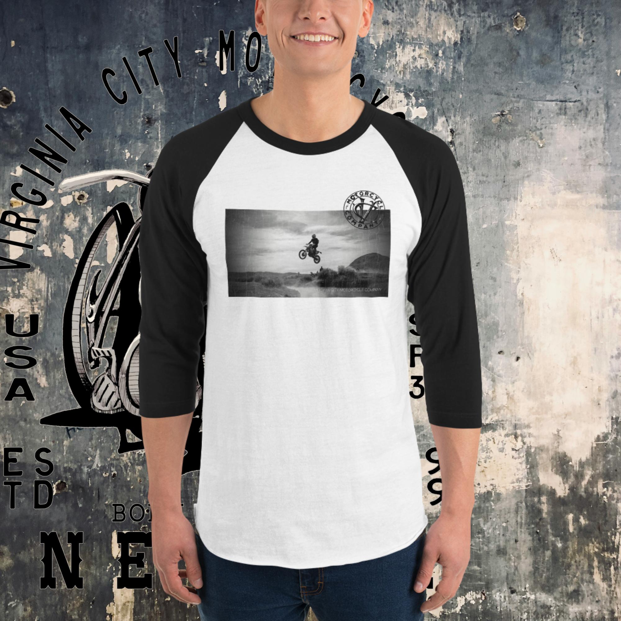 Dirt Bike Catching Air 3/4 sleeve raglan tee - Aaria Tees Aaria Tees