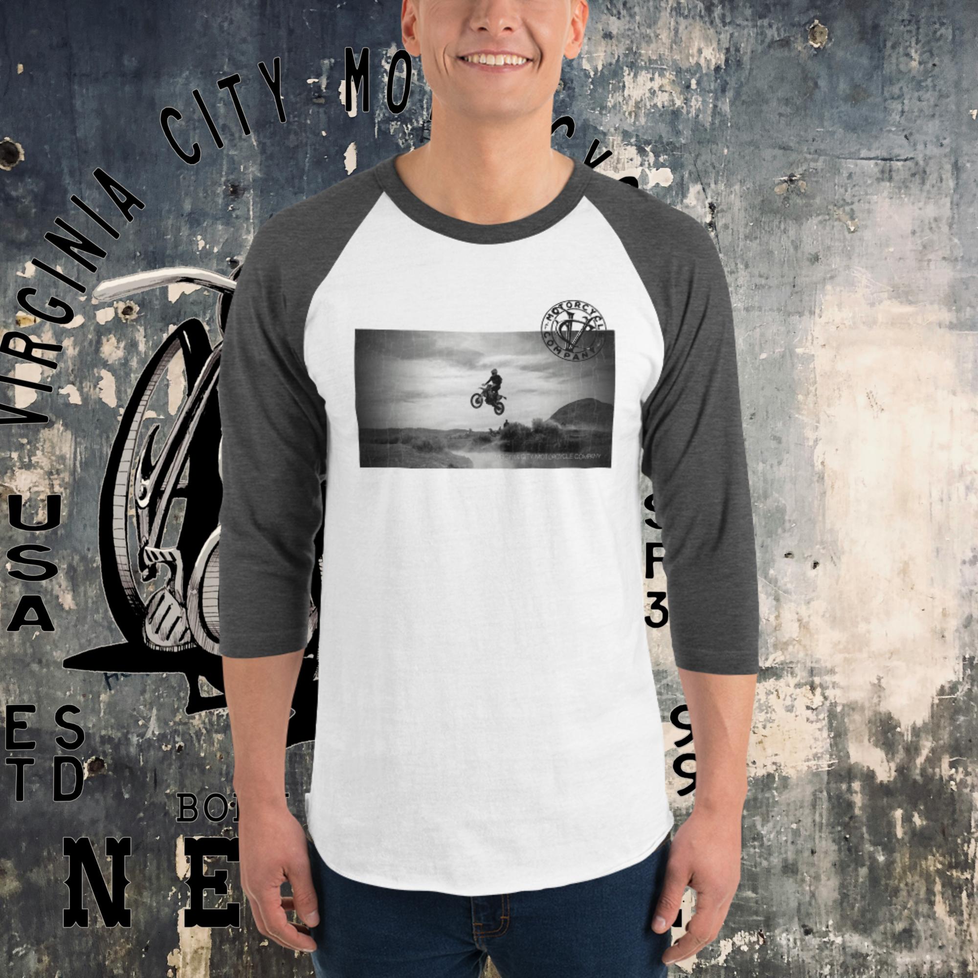 Dirt Bike Catching Air 3/4 sleeve raglan tee - Aaria Tees Aaria Tees