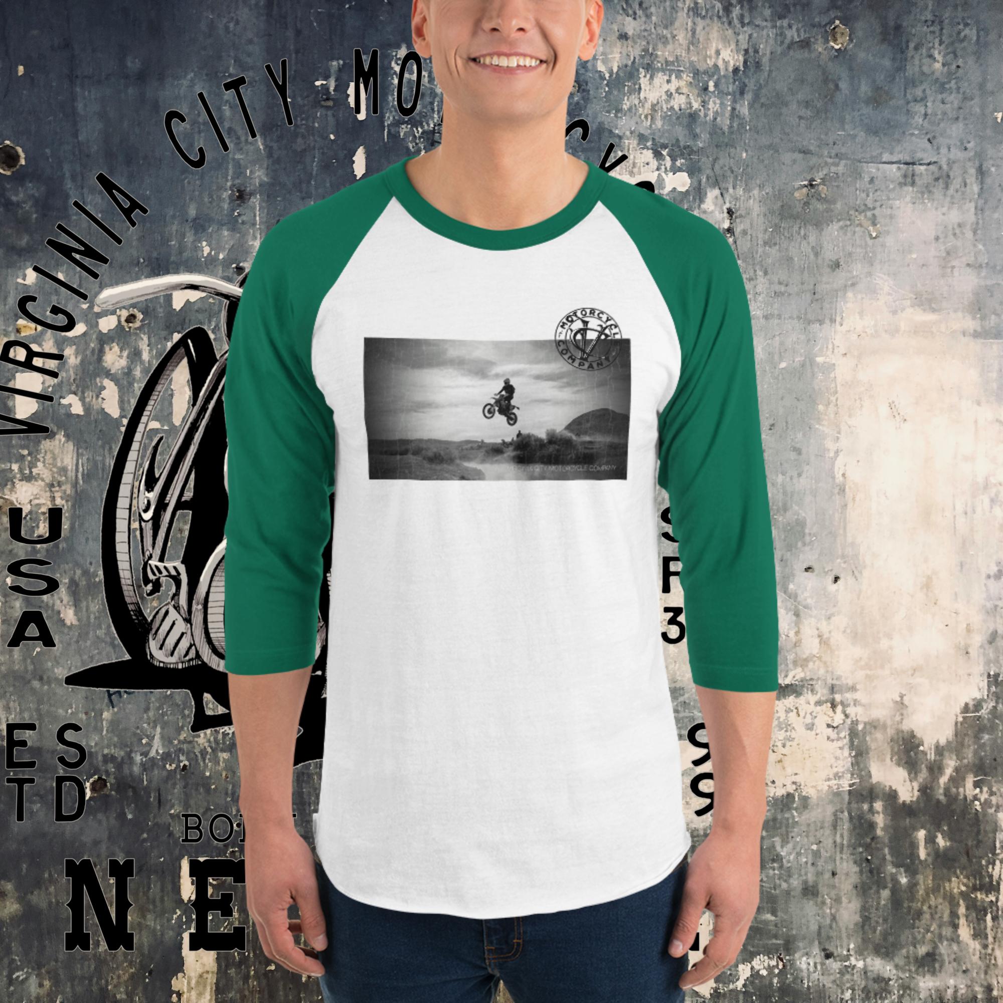 Dirt Bike Catching Air 3/4 sleeve raglan tee - Aaria Tees Aaria Tees