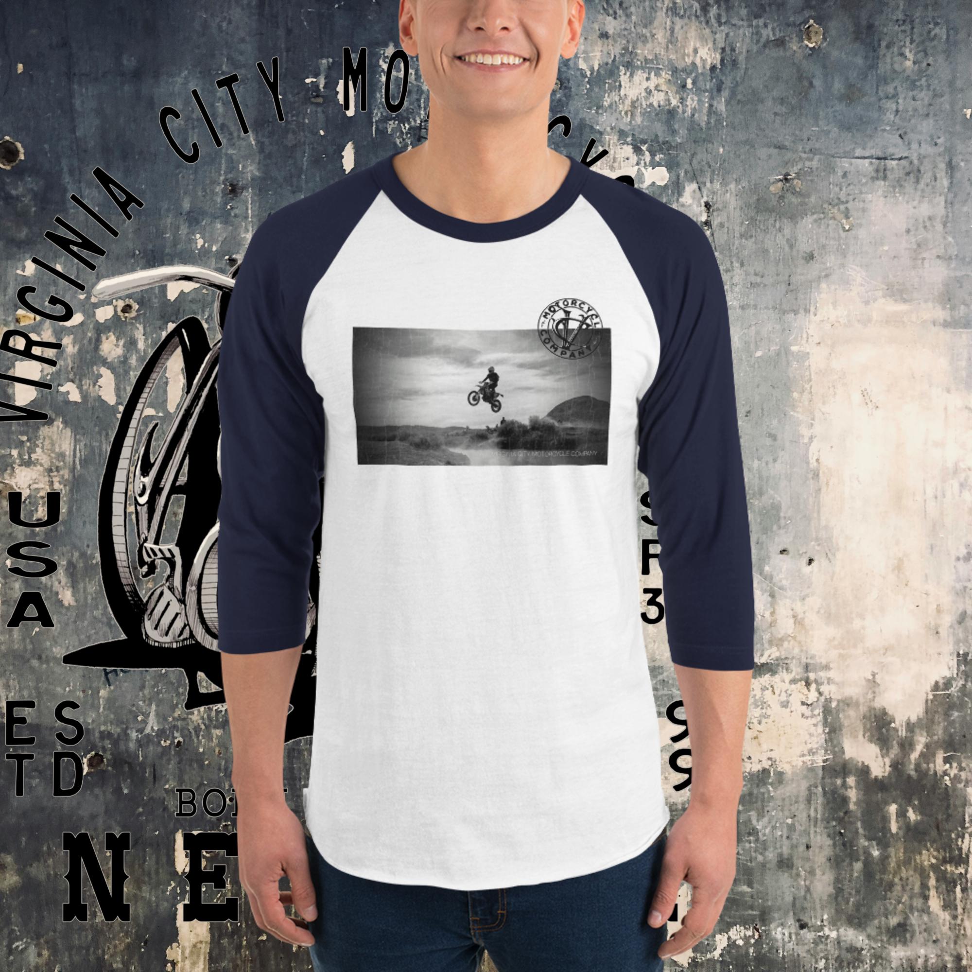 Dirt Bike Catching Air 3/4 sleeve raglan tee - Aaria Tees Aaria Tees