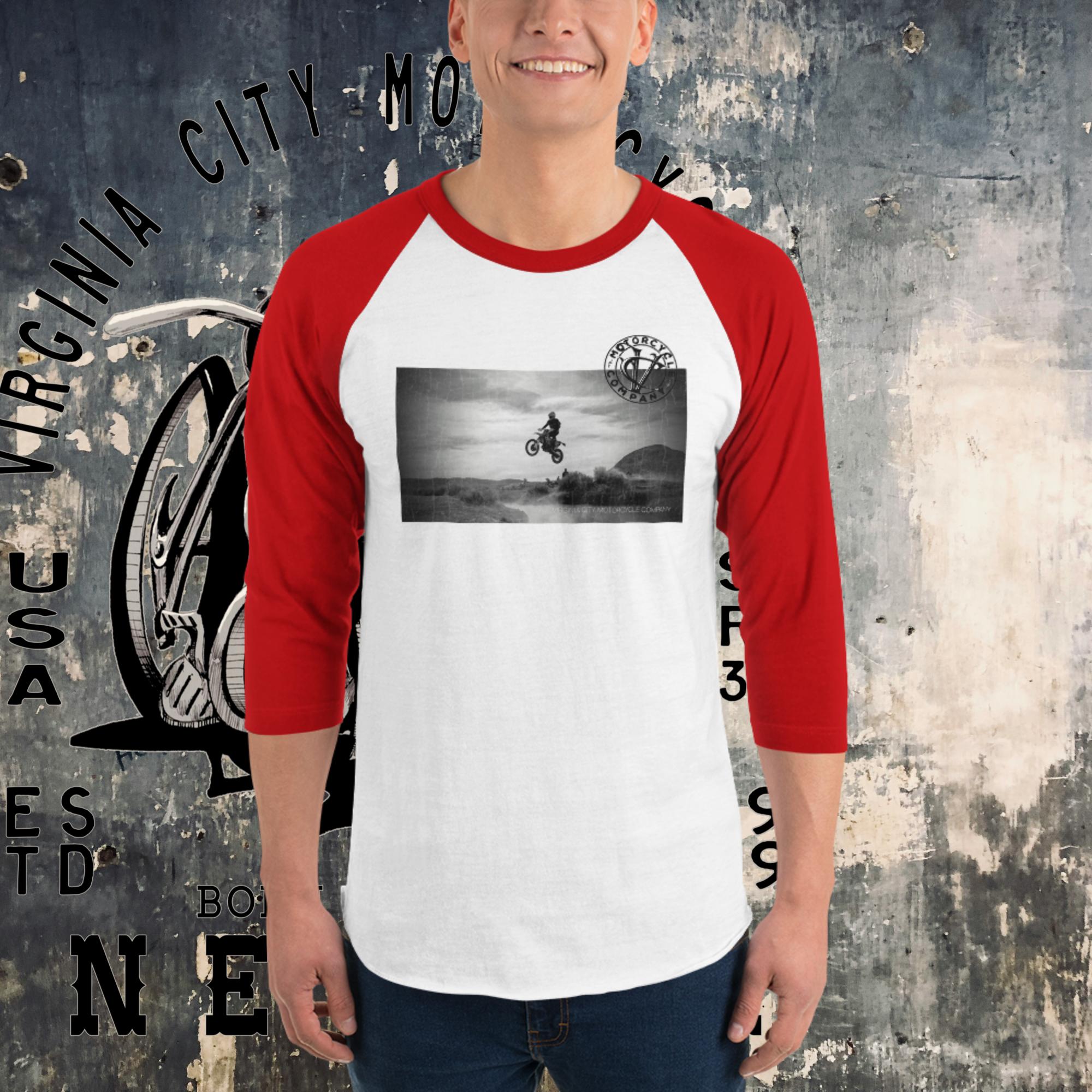 Dirt Bike Catching Air 3/4 sleeve raglan tee - Aaria Tees Aaria Tees