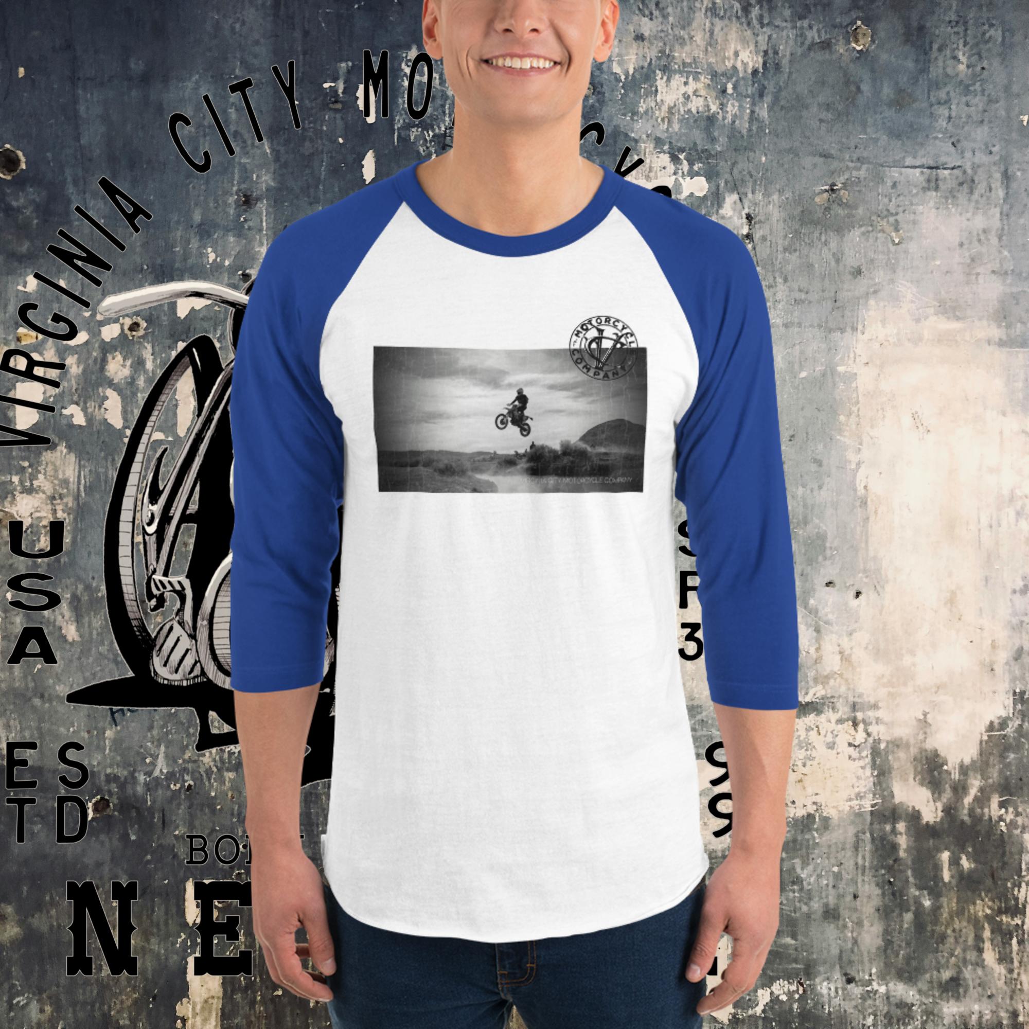 Dirt Bike Catching Air 3/4 sleeve raglan tee - Aaria Tees Aaria Tees