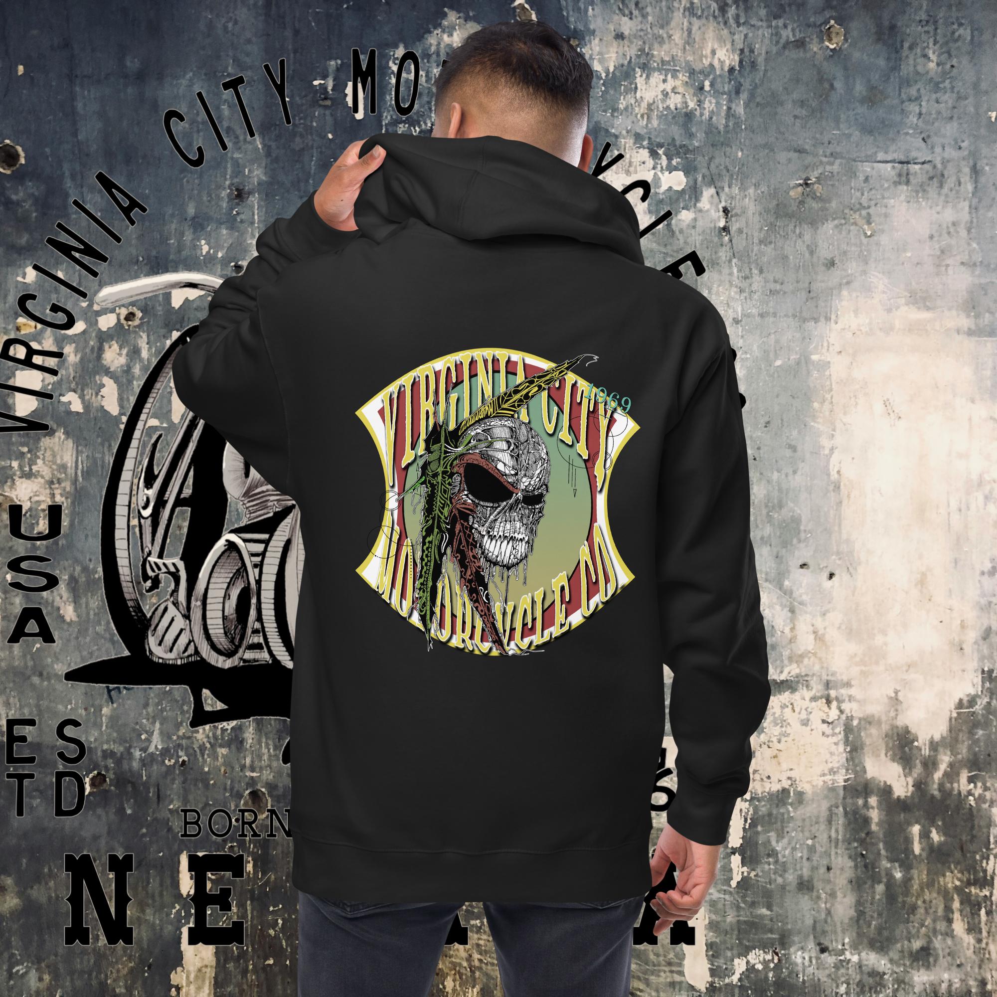 Indian Brave Skull - Fleece zip up hoodie - Aaria Tees Aaria Tees