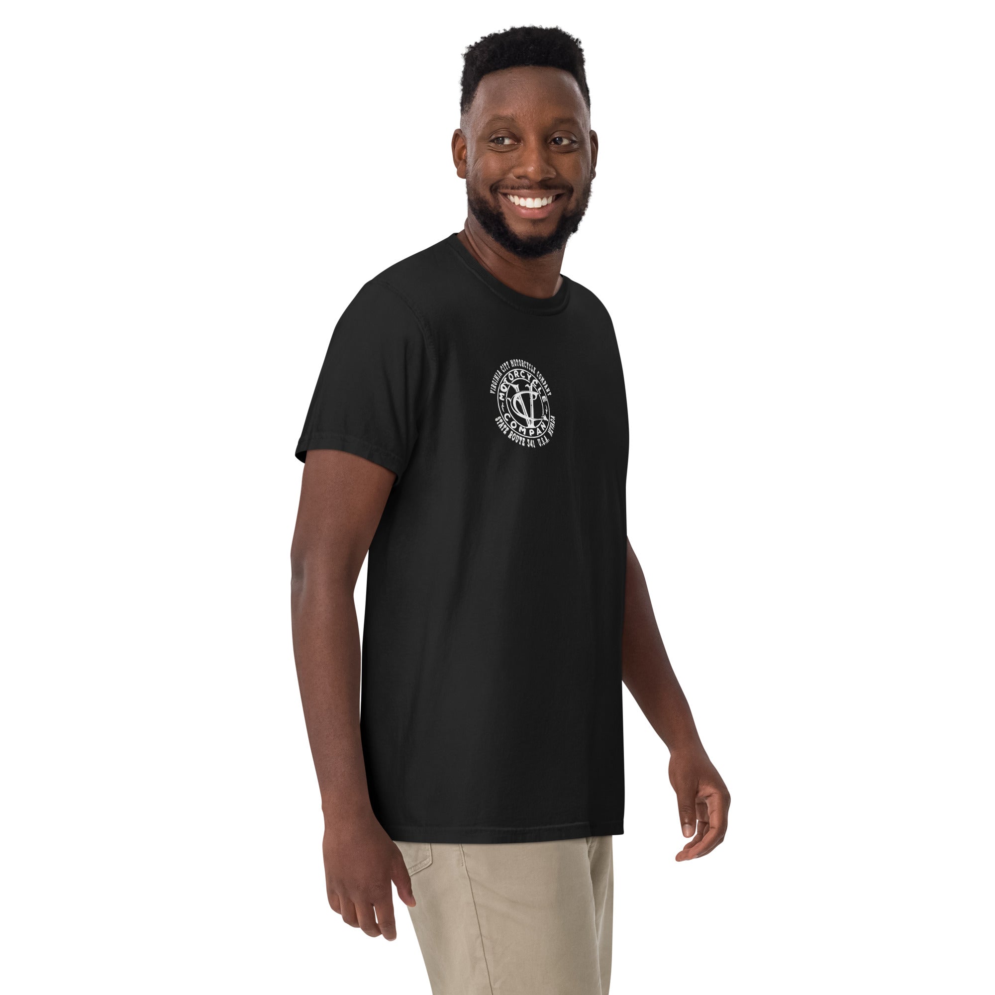 Nevada Blue & Grey Motorcycle Men's Heavyweight T-Shirt | Virginia City Motorcycle Co. - Aaria Tees Aaria Tees