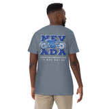 Nevada Blue & Grey Motorcycle Men's Heavyweight T-Shirt | Virginia City Motorcycle Co. - Aaria Tees Aaria Tees