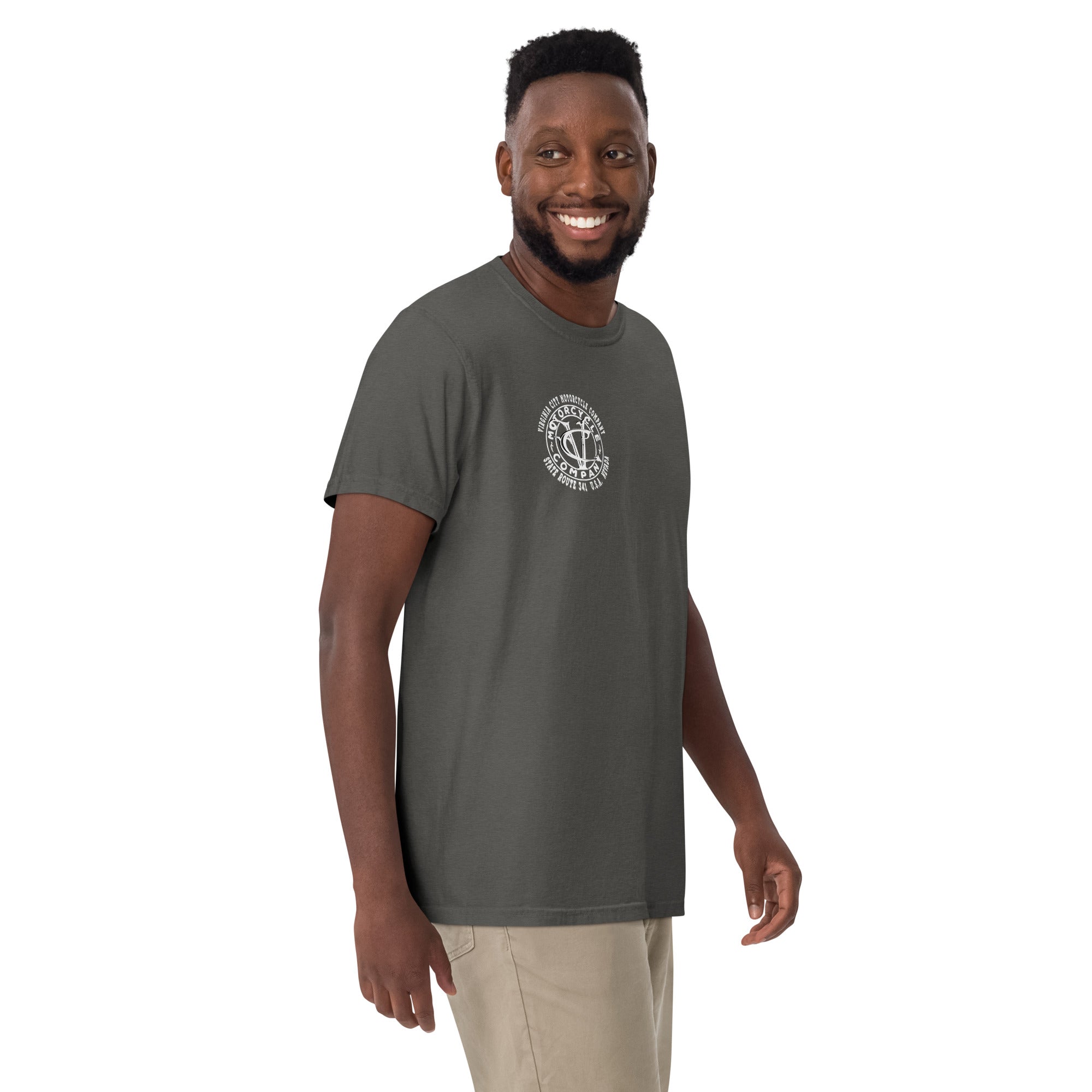 Nevada Blue & Grey Motorcycle Men's Heavyweight T-Shirt | Virginia City Motorcycle Co. - Aaria Tees Aaria Tees