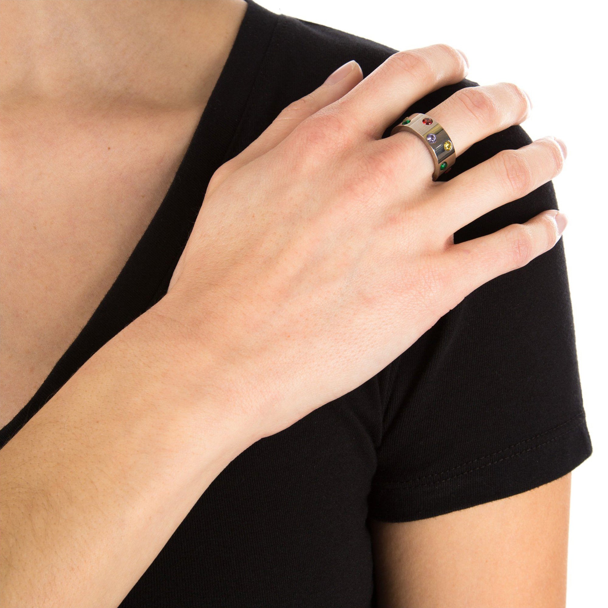 Until All the Pieces Fit&trade; Crystal & Titanium Ring - Aaria Tees Aaria Tees