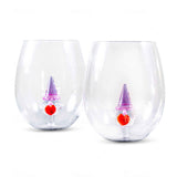 3D Gnome Heart Stemless Wine Glasses Aaria Tees
