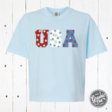 USA 90's Inspired Floral Mid-Length Pigment Dyed Tee Aaria Tees