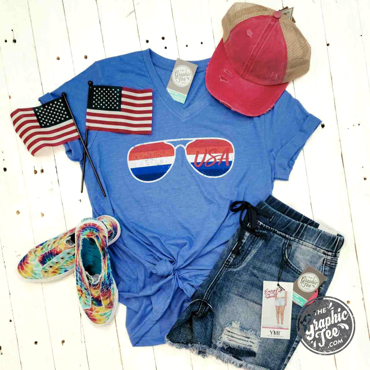 USA Aviator- V-Neck Tee - Aaria Tees Aaria Tees