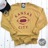 Vintage KC Football Comfort Wash Artisan Gold Long Sleeve - Aaria Tees Aaria Tees
