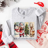 Vintage Santa Sweatshirt Wonderful Time Christmas Crewneck - Aaria Tees Aaria Tees