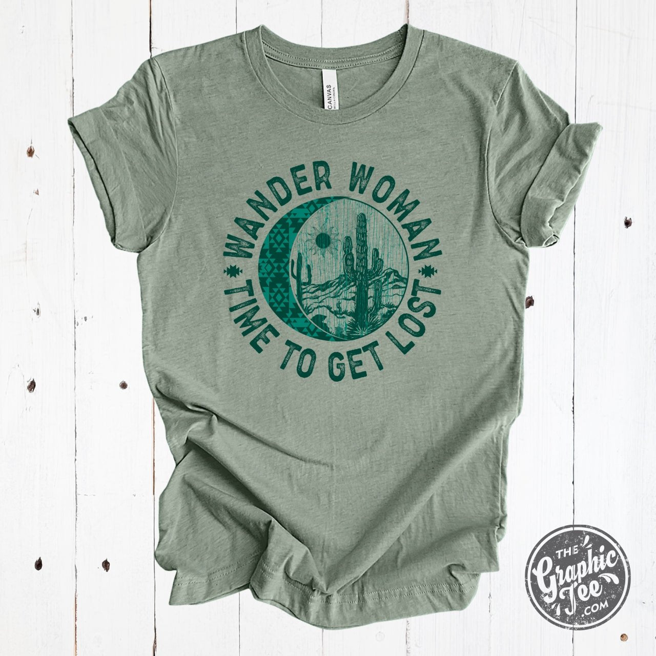 Wander Woman Time To Get Lost Heather Sage Short Sleeve Tee - Aaria Tees Aaria Tees