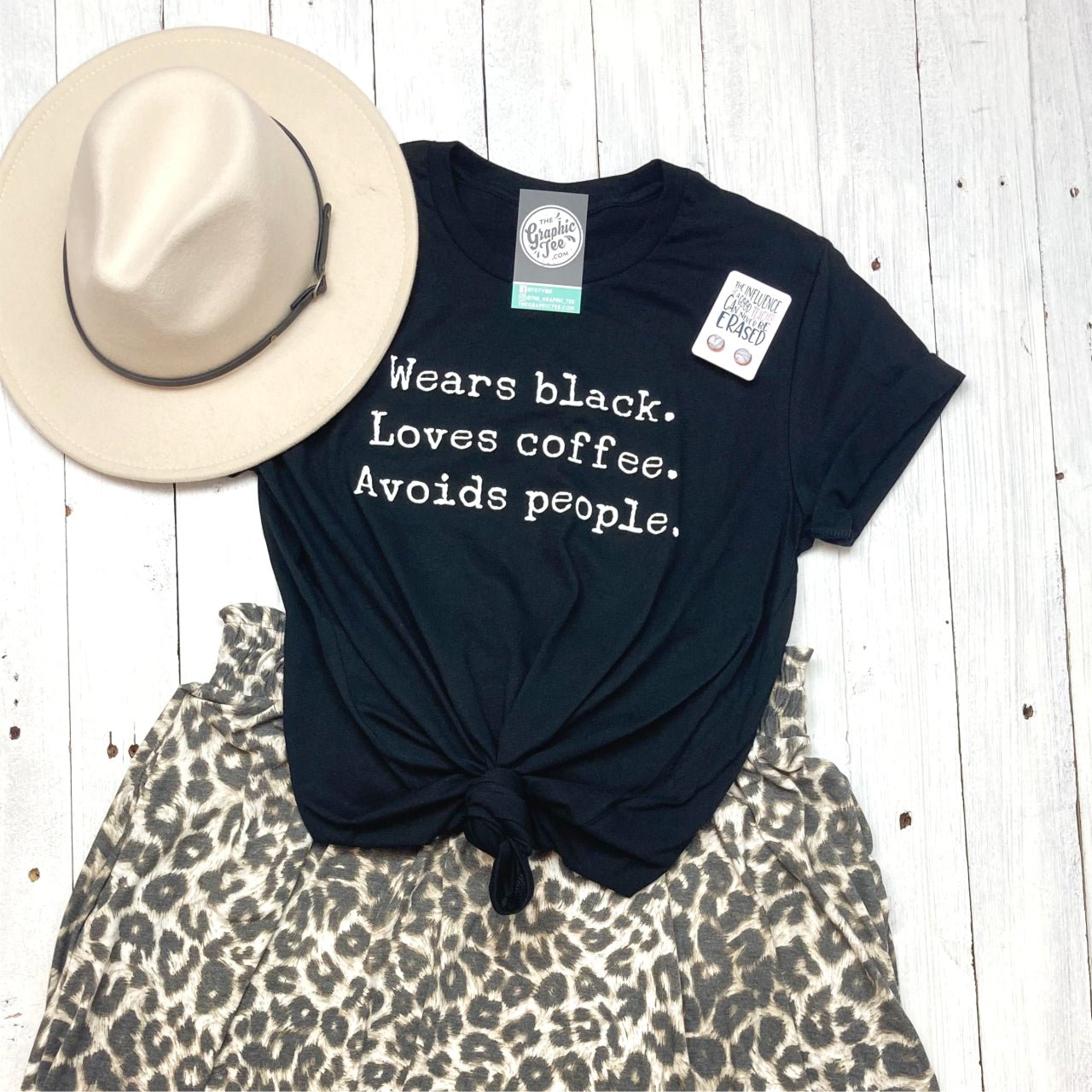 Wears black. Loves coffee. Avoids People. Black Unisex Short Sleeve Tee - Aaria Tees Aaria Tees