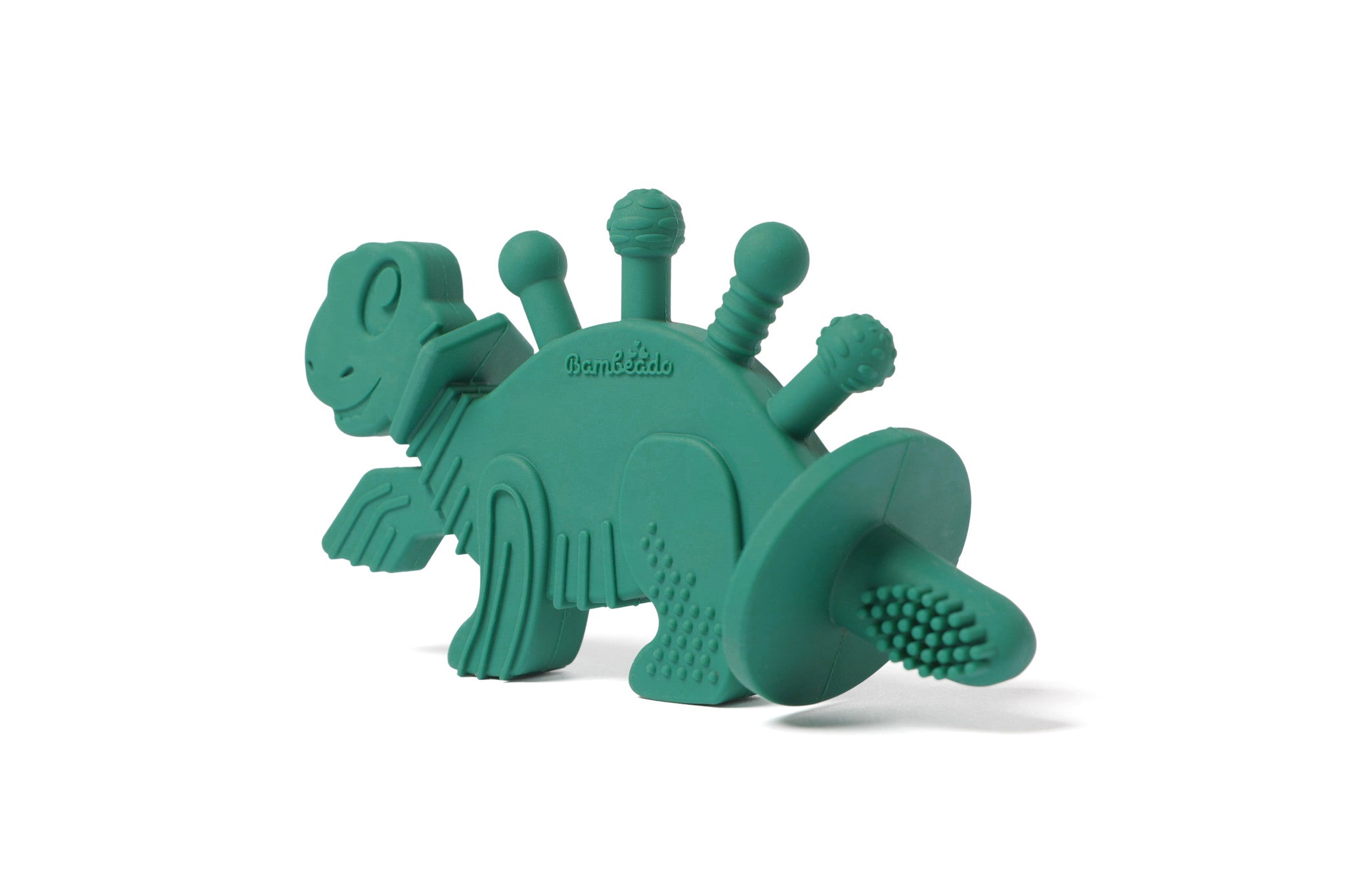 Dibly - Green - Baltic Amber & Natural Rubber Dinosaur Teether with Toothbrush Tail - Aaria Tees Aaria Tees