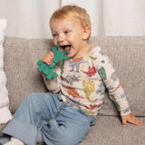 Dibly - Green - Baltic Amber & Natural Rubber Dinosaur Teether with Toothbrush Tail - Aaria Tees Aaria Tees