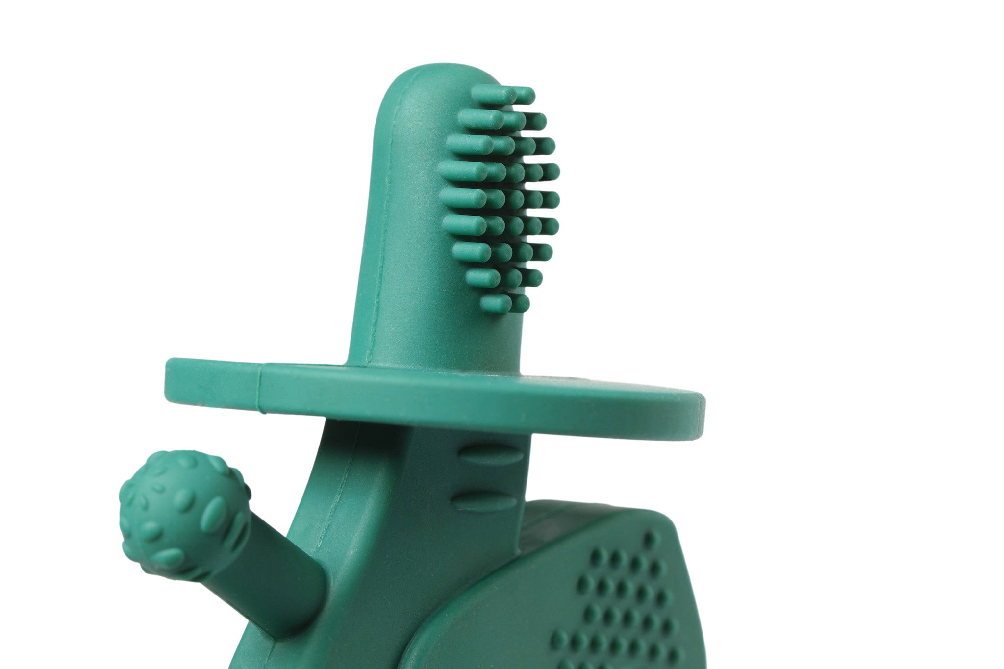 Dibly - Green - Baltic Amber & Natural Rubber Dinosaur Teether with Toothbrush Tail - Aaria Tees Aaria Tees