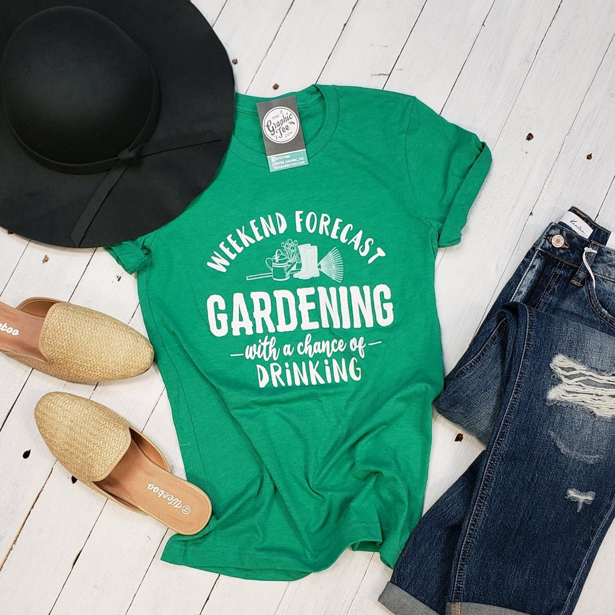 Weekend Forecast (Gardening With a Chance of Drinking) Tee - Aaria Tees