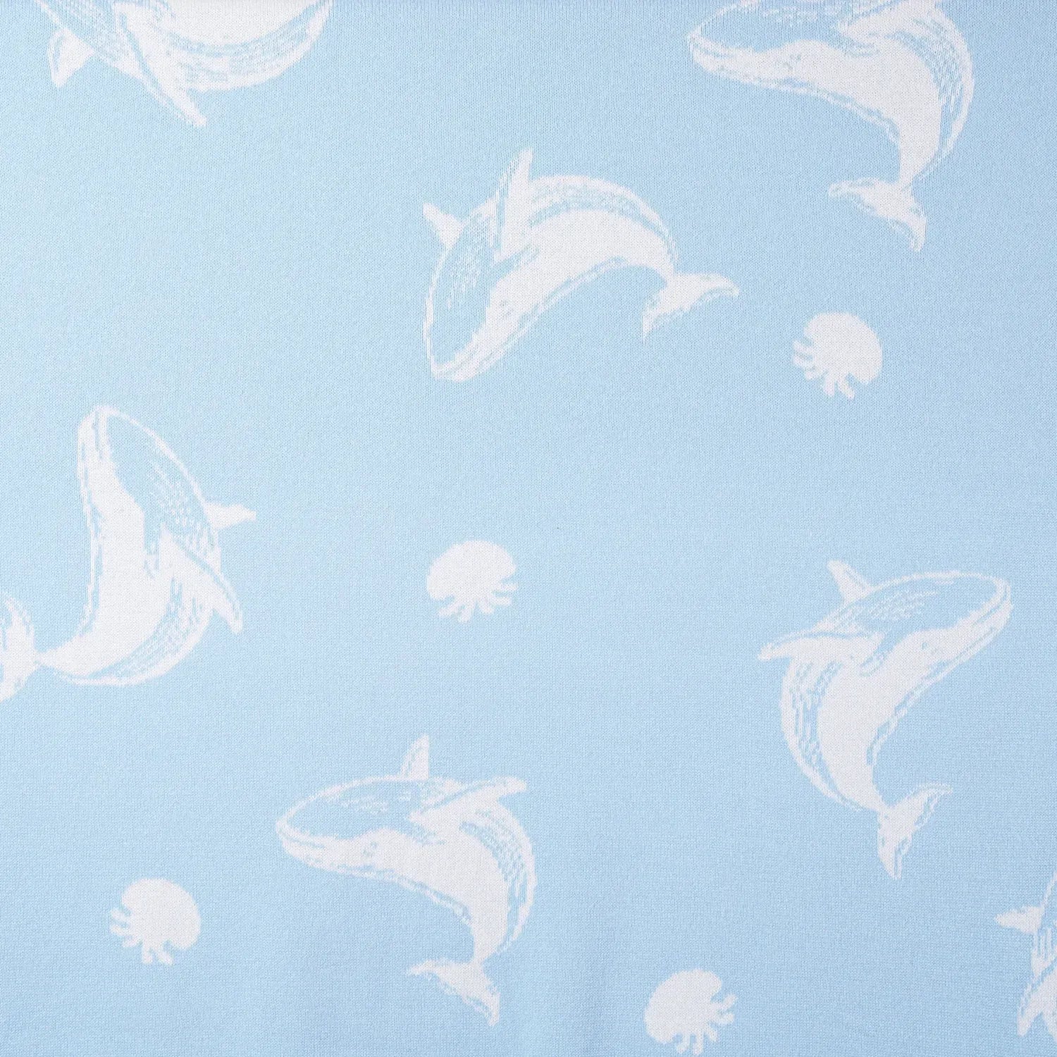Whale Jacquard Knit Baby Blanket - Aaria Tees Aaria Tees