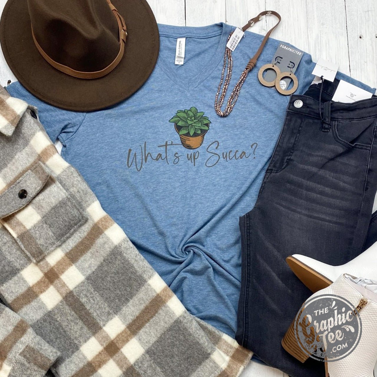 What's Up Succa? V Neck Tee - Aaria Tees Aaria Tees