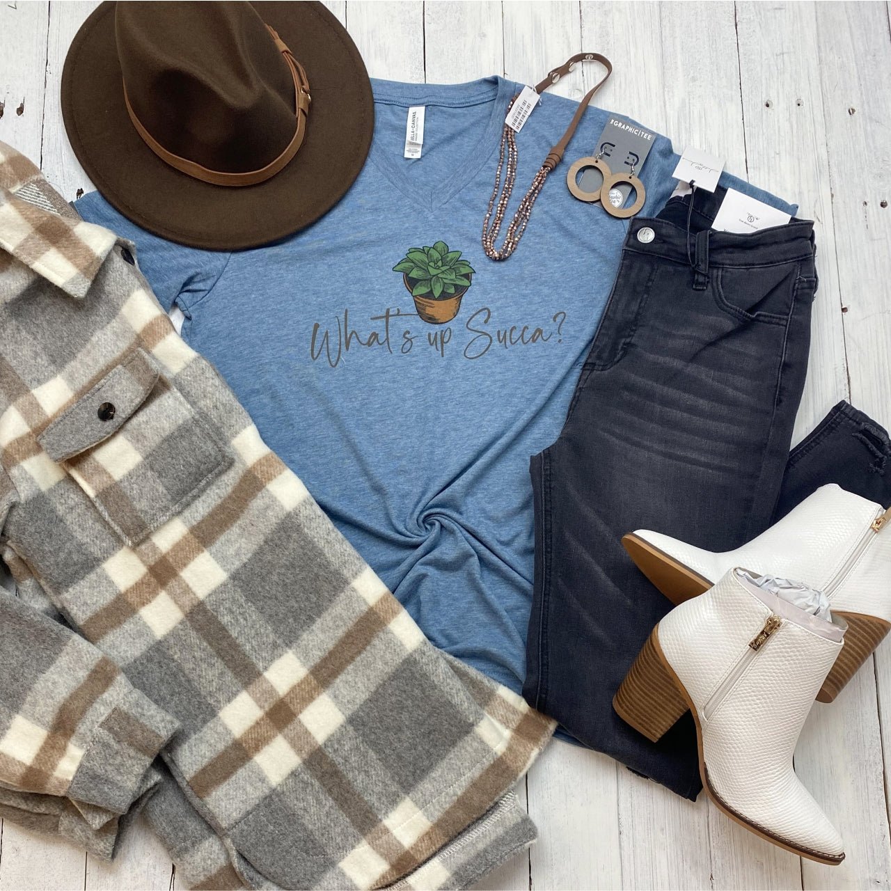 What's Up Succa? V Neck Tee - Aaria Tees Aaria Tees