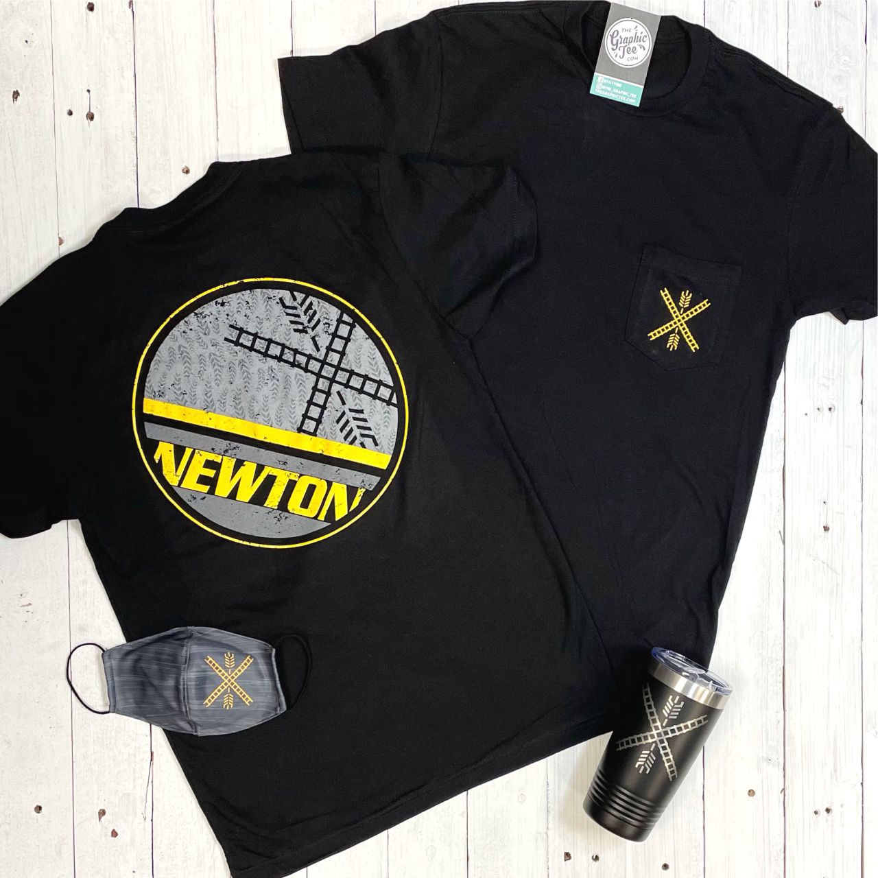 Wheat Newton Flag - Pocket Tee - Aaria Tees Aaria Tees