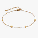 White Enameled Chain Coin Station Anklet - Aaria Tees Aaria Tees
