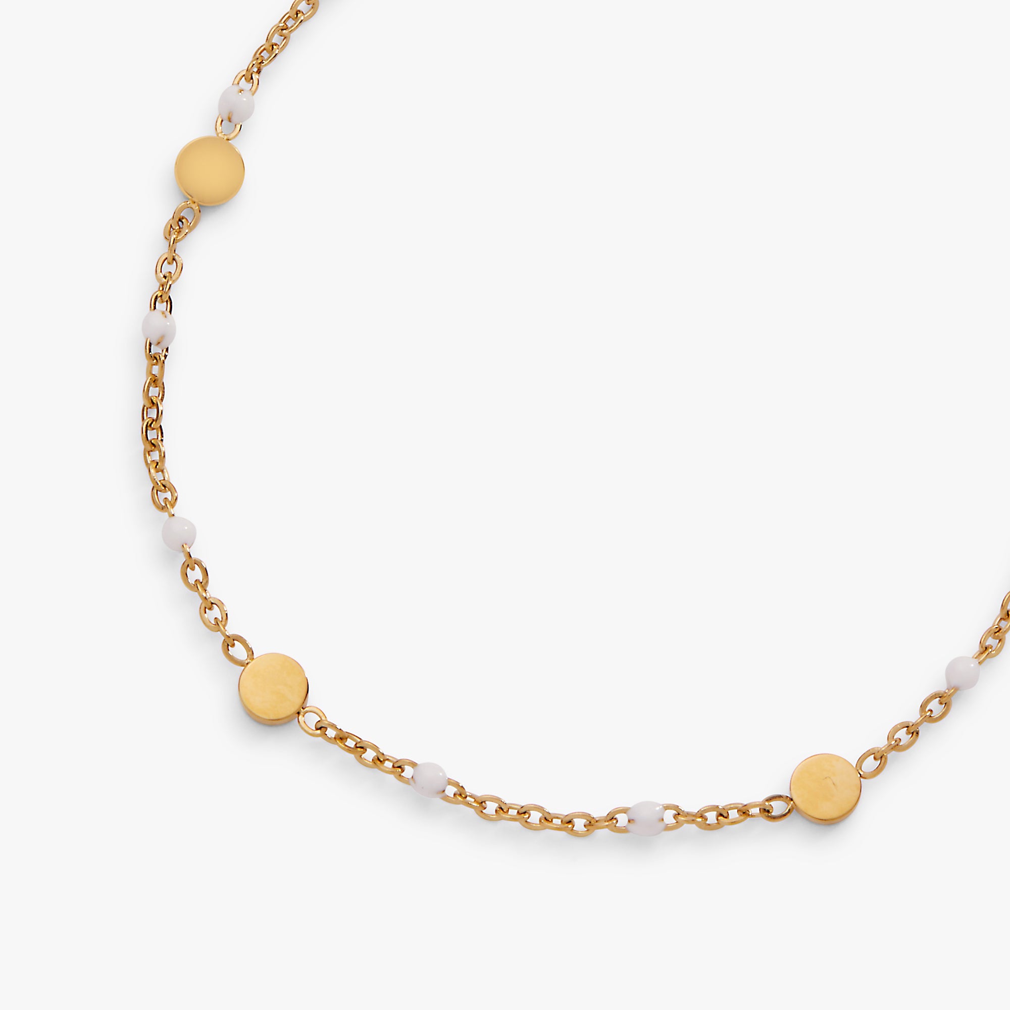 White Enameled Chain Coin Station Anklet - Aaria Tees Aaria Tees