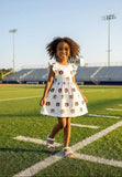 Auburn White Aubie Flutter Twirl Dress - Aaria Tees Aaria Tees