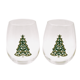 Bedazzled Christmas Tree Stemless Wine Glasses Aaria Tees