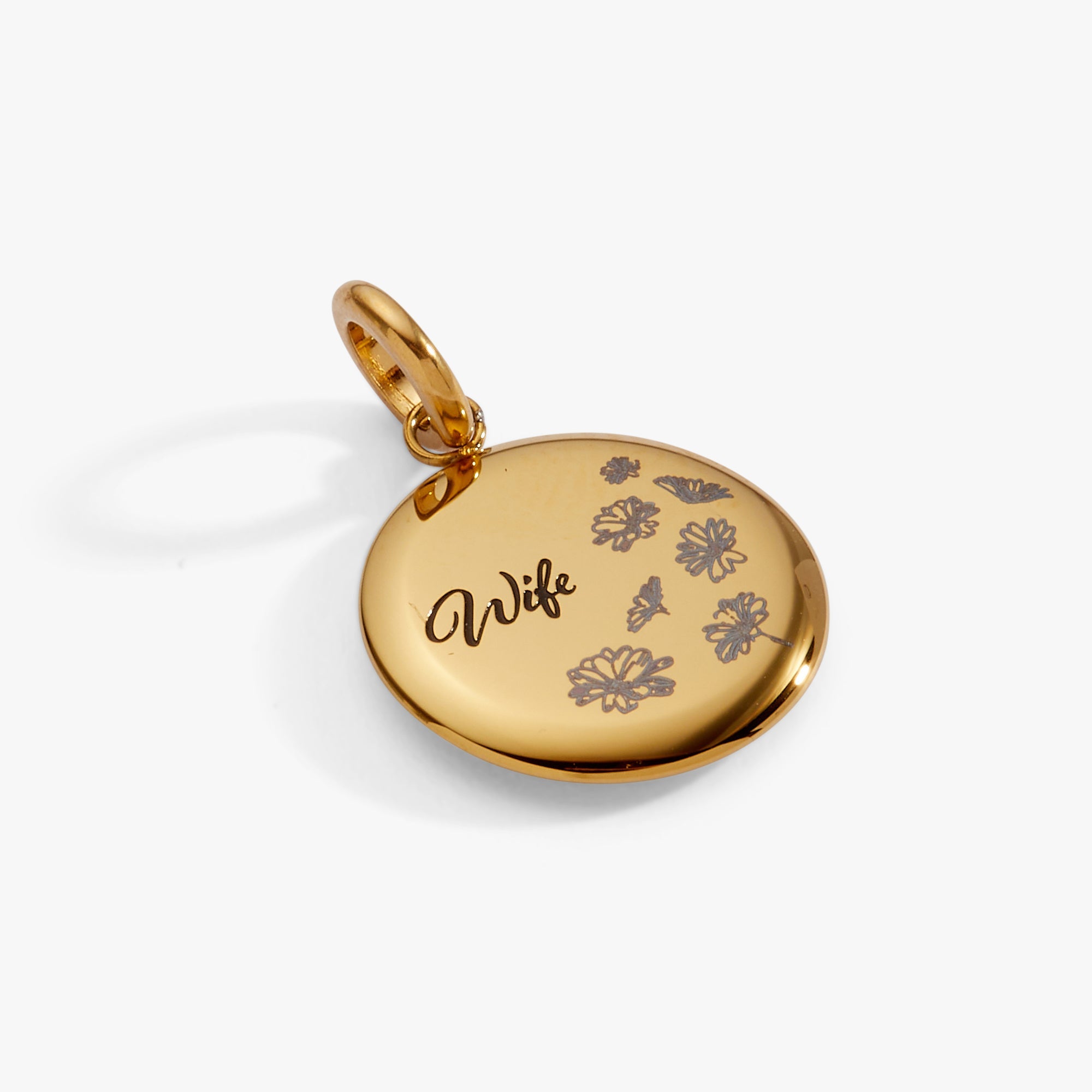 Wife Flower Disc Charm - Aaria Tees Aaria Tees