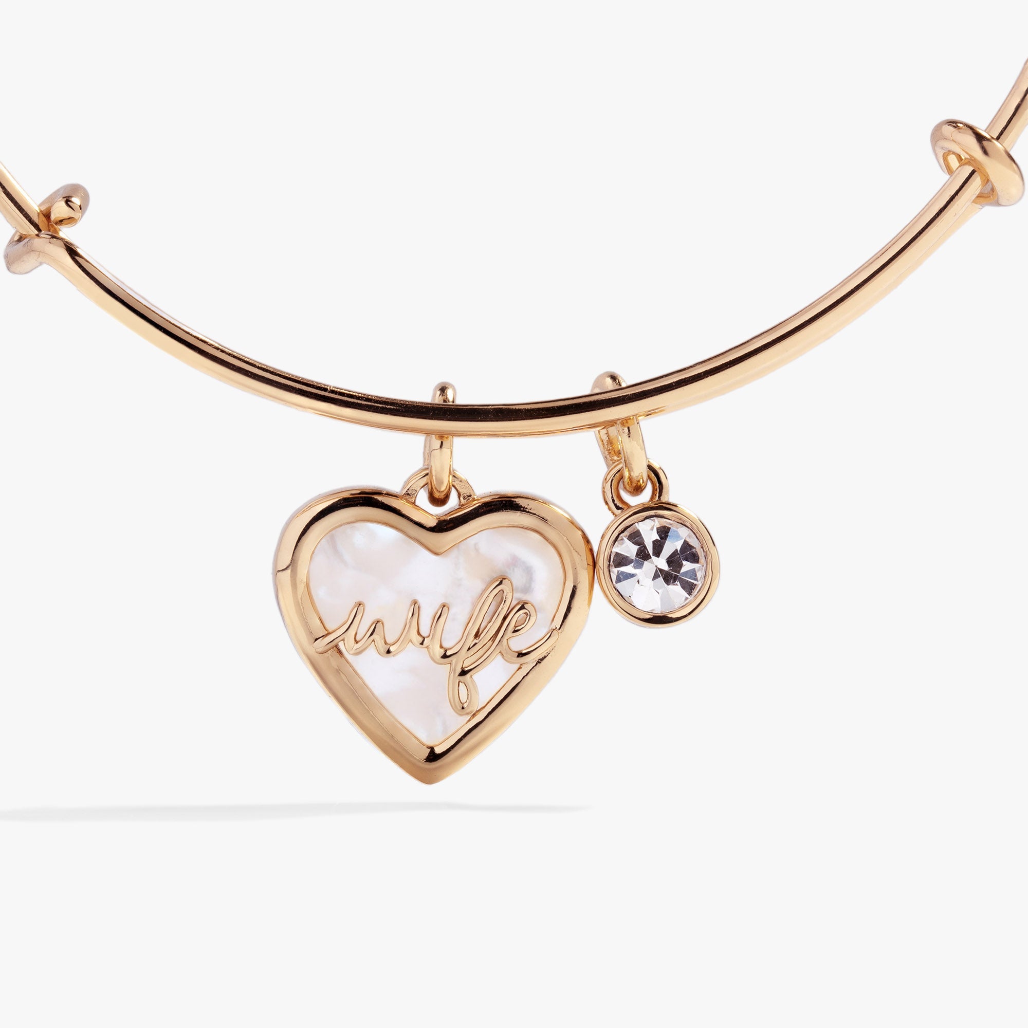 Wife Mother of Pearl Heart Bangle - Aaria Tees Aaria Tees