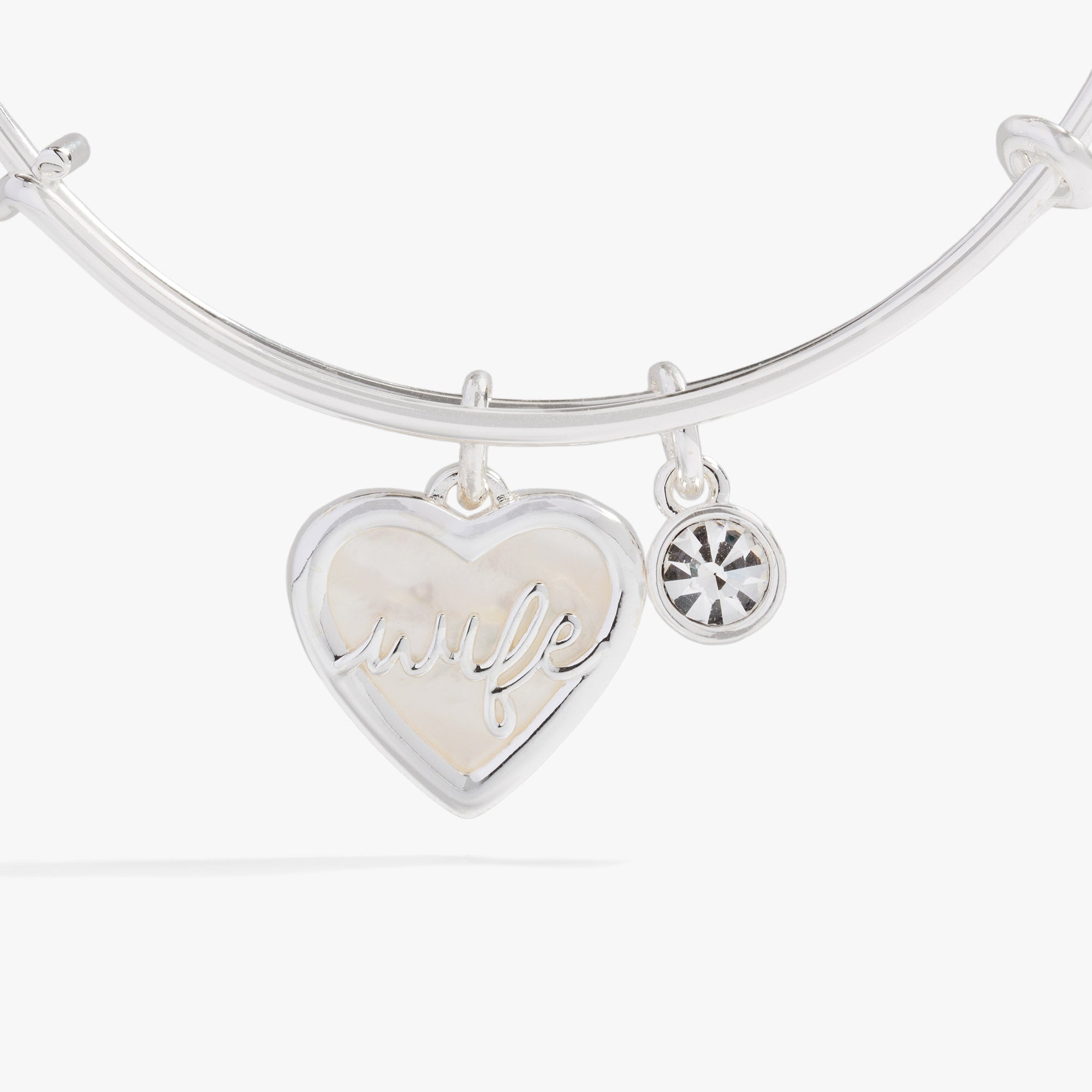 Wife Mother of Pearl Heart Bangle - Aaria Tees Aaria Tees