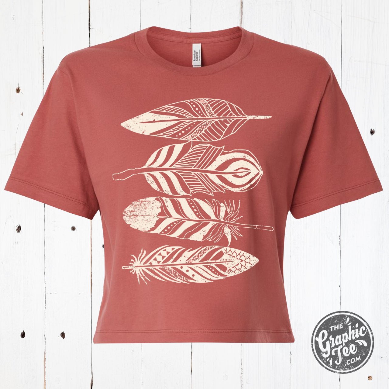 Wild Feathers Waist Length Crop Tee - Aaria Tees Aaria Tees