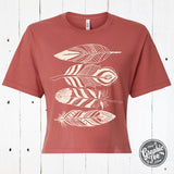 Wild Feathers Waist Length Crop Tee - Aaria Tees Aaria Tees