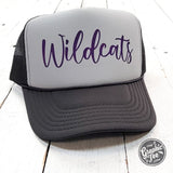 Wildcats Charcoal and White Foam Trucker Cap - Aaria Tees Aaria Tees