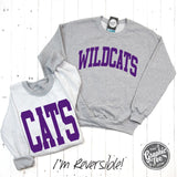 Wildcats Reversible Sport Grey Crewneck Sweatshirt - Aaria Tees Aaria Tees