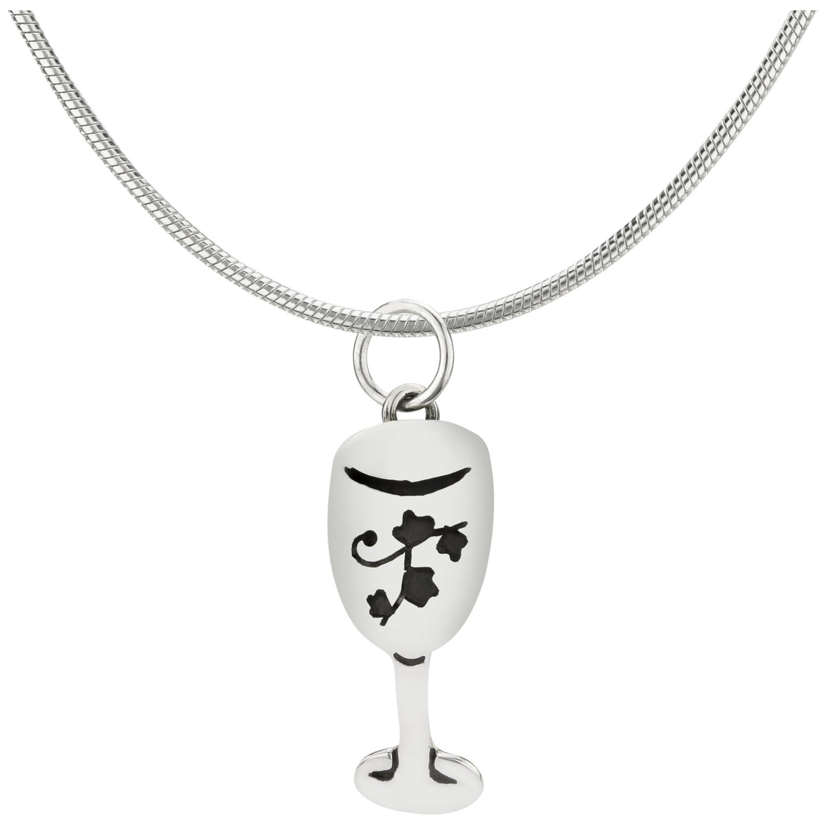 Wine Glass Sterling Necklace - Aaria Tees