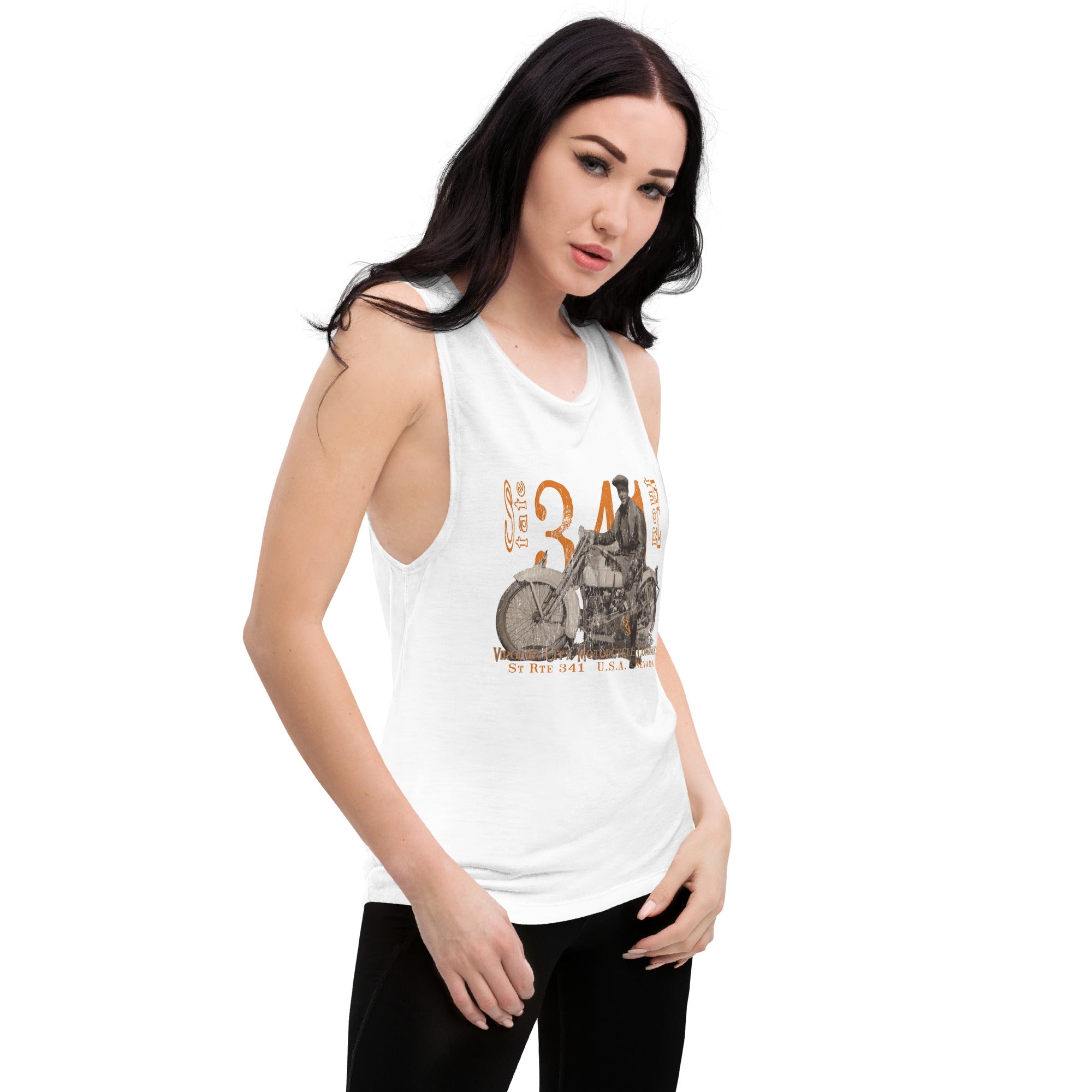 Polly, our Vintage J-Model Harley | Ladies' Muscle Tank | Vintage Biker Look - Aaria Tees Aaria Tees