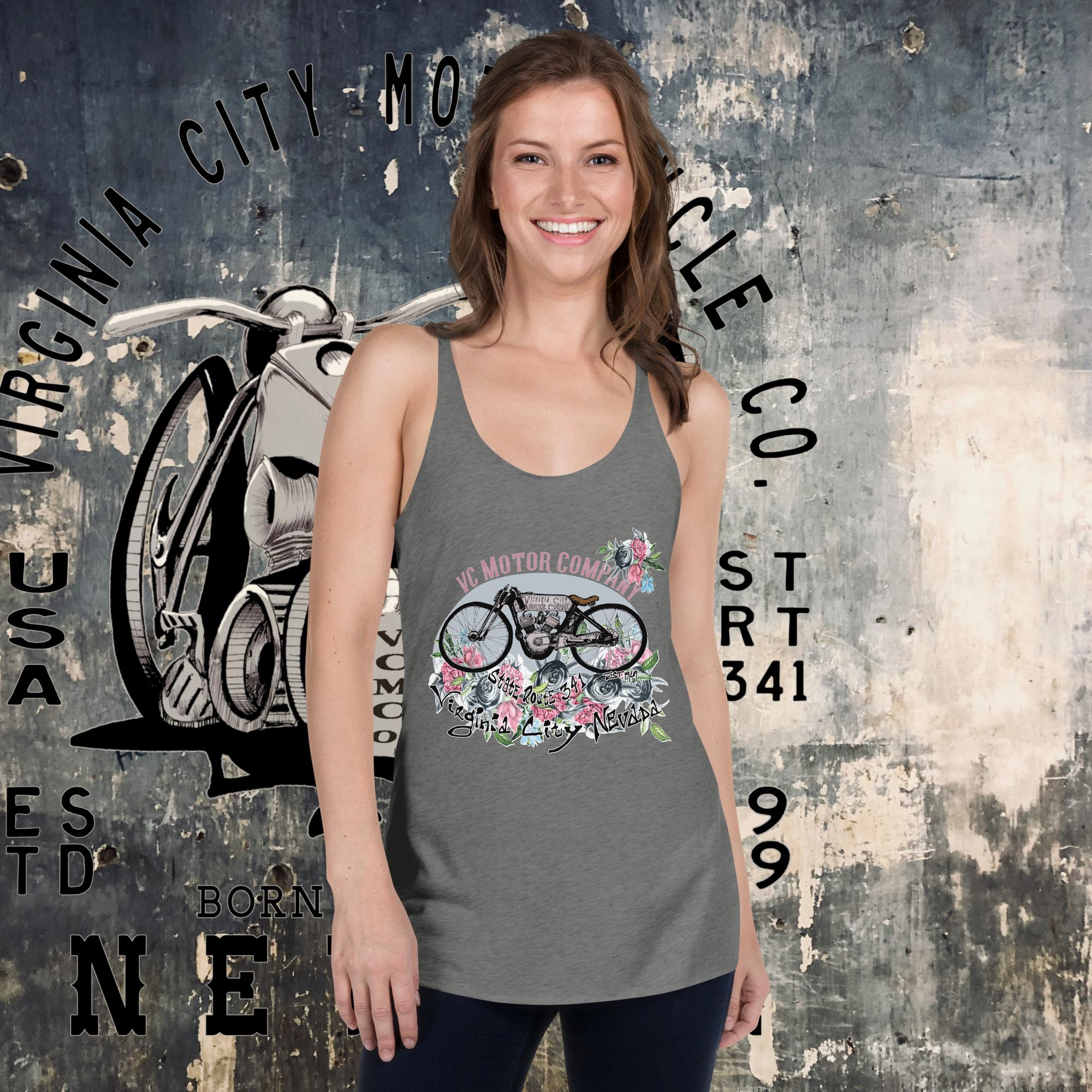 Vintage Racer #9 Women's Racerback Motorcycle Tank - Aaria Tees Aaria Tees