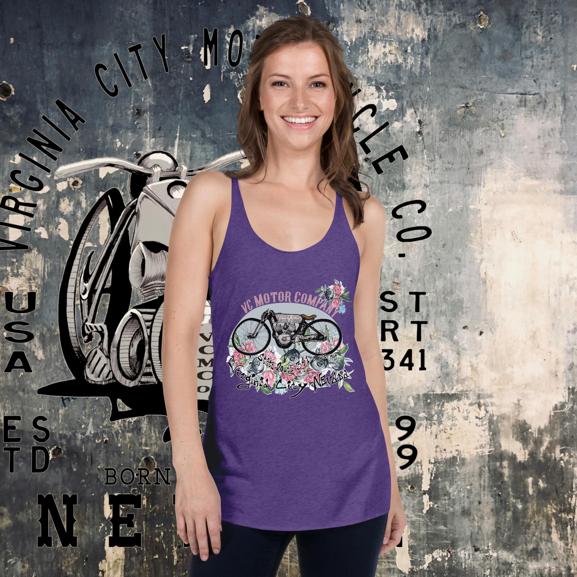 Vintage Racer #9 Women's Racerback Motorcycle Tank - Aaria Tees Aaria Tees