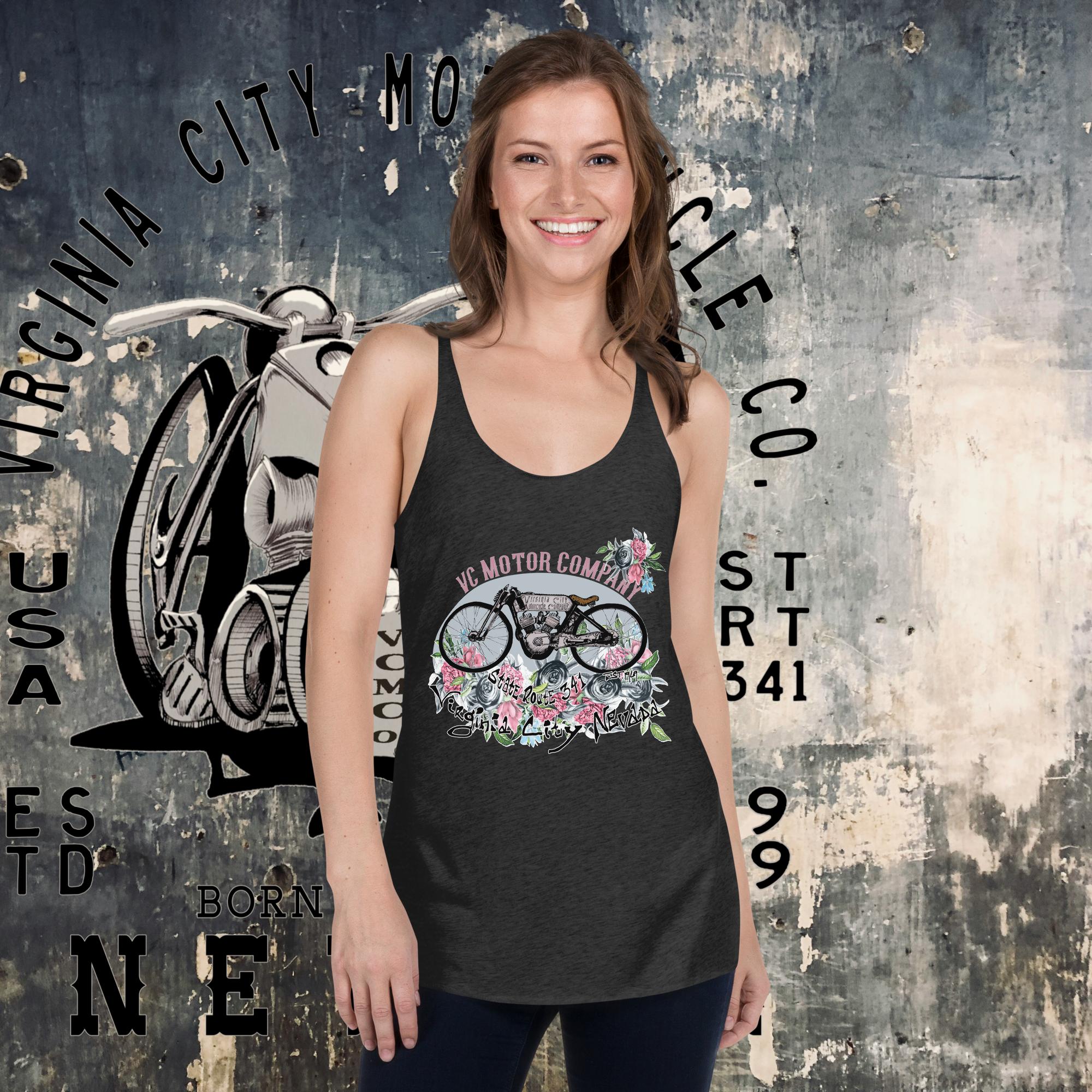 Vintage Racer #9 Women's Racerback Motorcycle Tank - Aaria Tees Aaria Tees