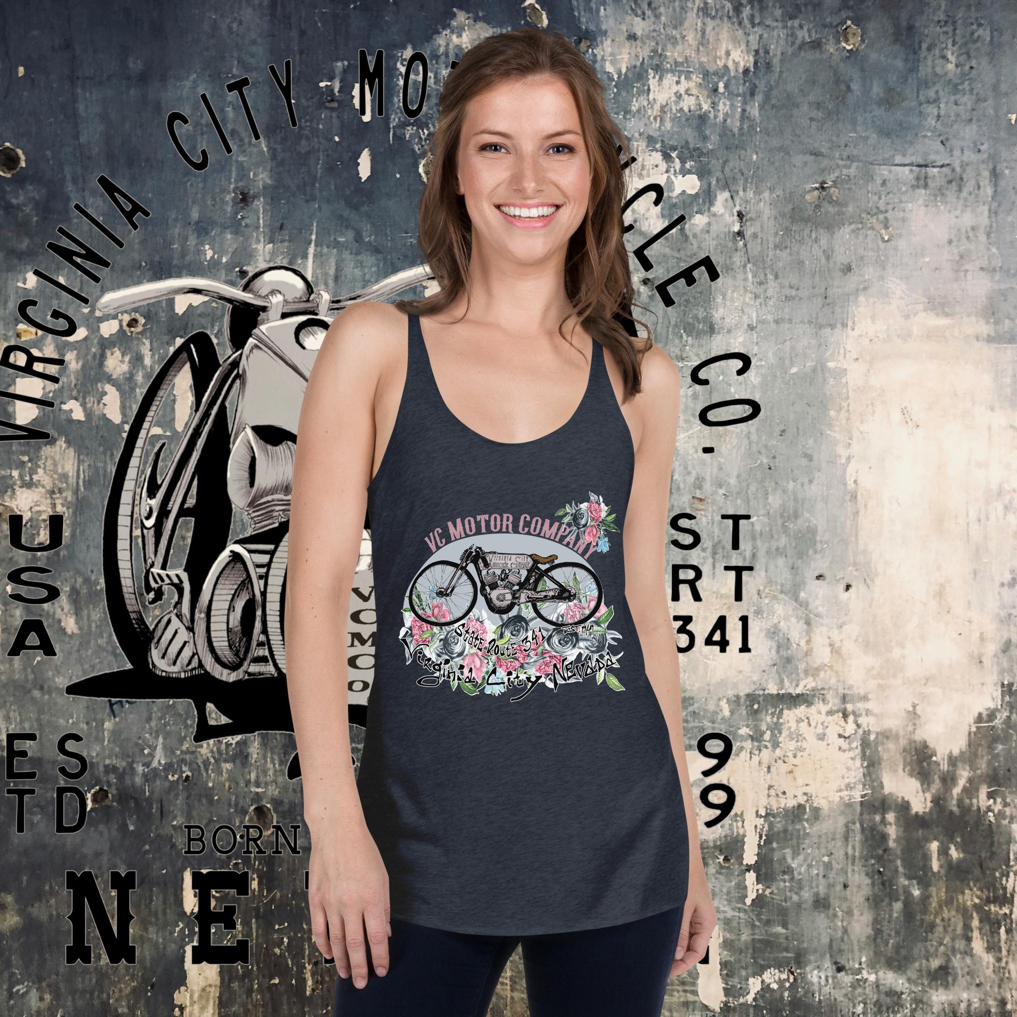 Vintage Racer #9 Women's Racerback Motorcycle Tank - Aaria Tees Aaria Tees