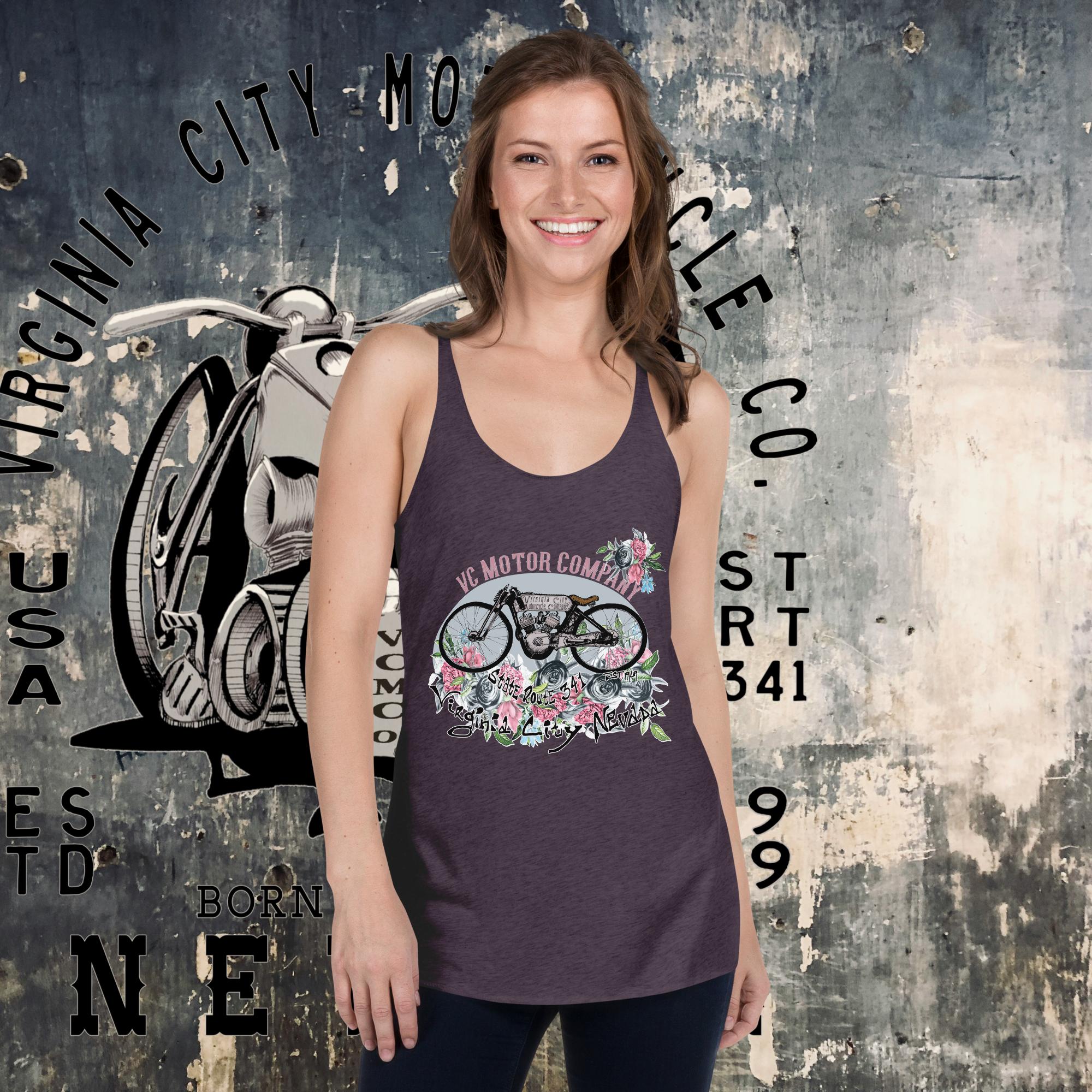 Vintage Racer #9 Women's Racerback Motorcycle Tank - Aaria Tees Aaria Tees