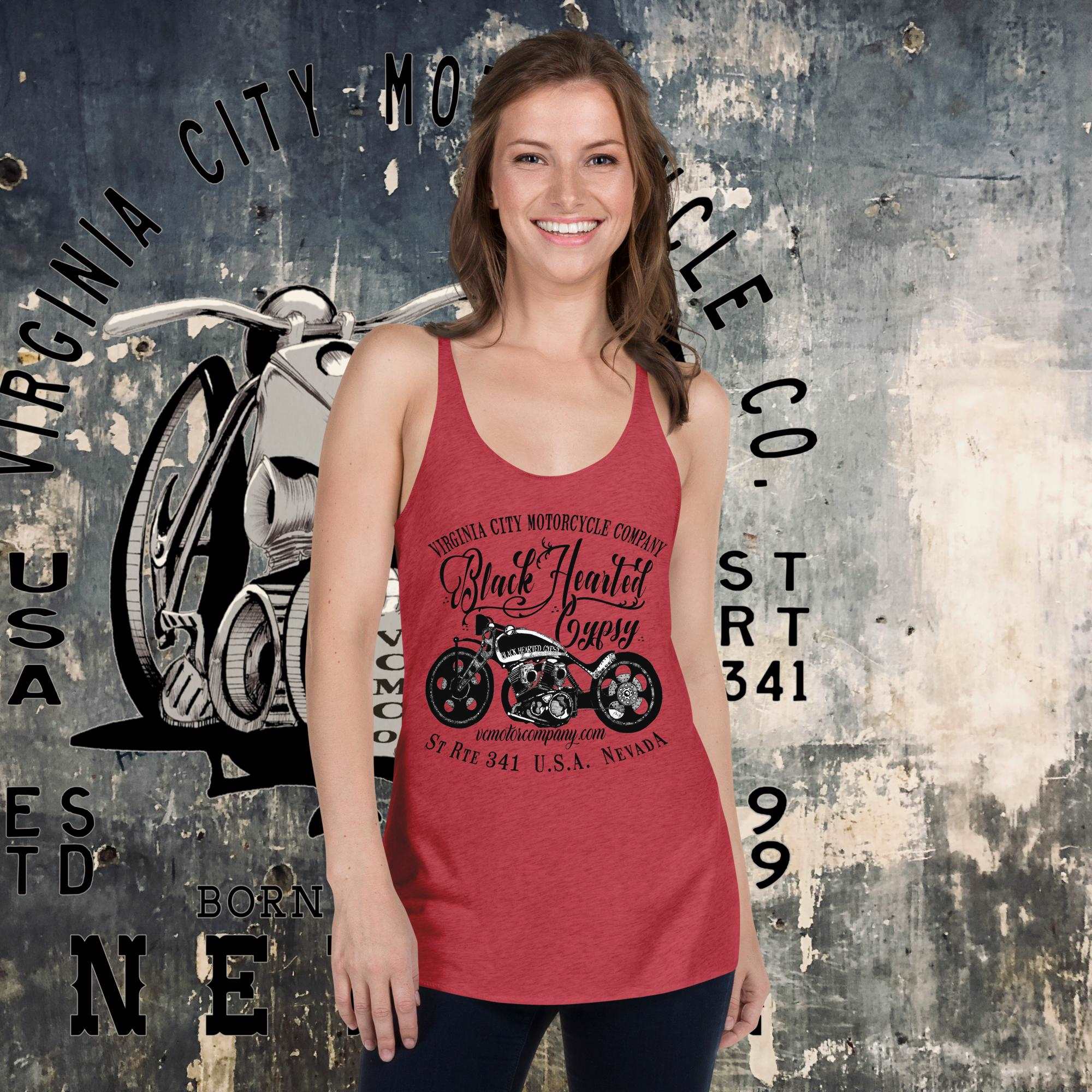 Black Hearted Gypsy Women's Racerback Tank Top | Biker Lifestyle Apparel - Aaria Tees Aaria Tees