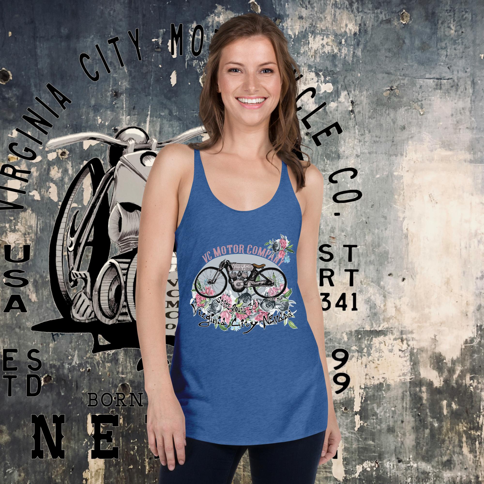 Vintage Racer #9 Women's Racerback Motorcycle Tank - Aaria Tees Aaria Tees