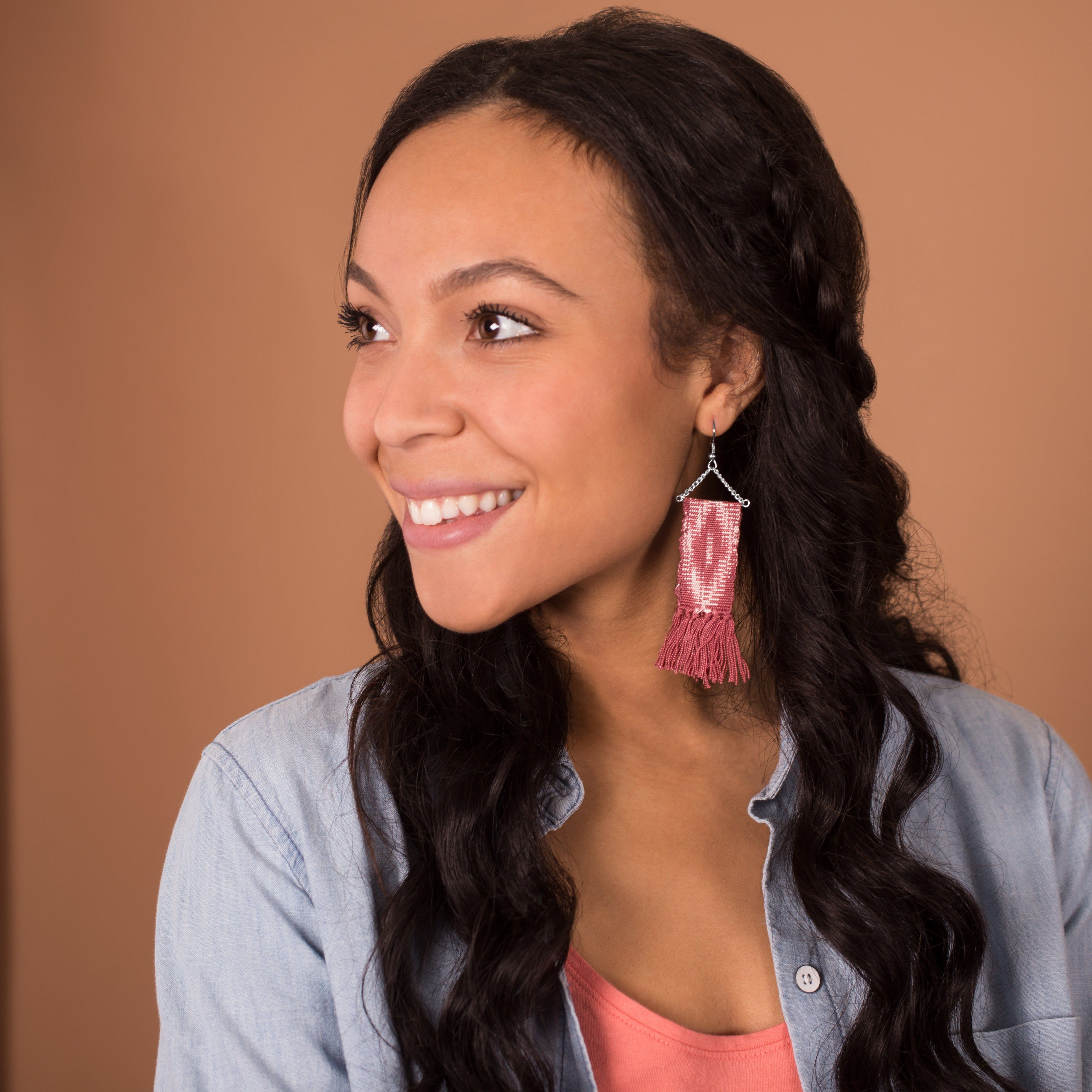 Woven Ikat Fringe Earrings - Aaria Tees Aaria Tees